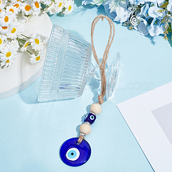 1Pc Glass Blue Evil Eye Pendant Decorations&nbsp;HJEW-CN0001-42A