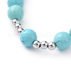 Synthetic Turquoise Stretch Charm Bracelets&nbsp;BJEW-JB04692-03