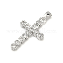 Brass Micro Pave Clear Cubic Zirconia Pendants&nbsp;KK-H254-09P
