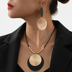 Flat Round Alloy Pendant Necklace & Dangle Earring Sets&nbsp;FS-WGFADC7-03