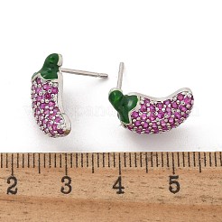 Pepper Brass Micro Pave Cubic Zirconia Stud Earrings&nbsp;EJEW-M077-06P