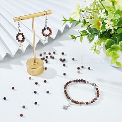5 Strands Natural Chinese Writing Stone Round Beads Strands&nbsp;G-NB0004-41