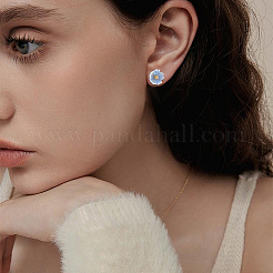 16Pairs 4 Styles 925 Sterling Silver Flat Pad Stud Earring Findings&nbsp;STER-BBC0009-08