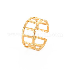 Ion Plating(IP) 304 Stainless Steel Rectangle Hollow Open Cuff Ring for Women&nbsp;LS-RJEW-S405-161G