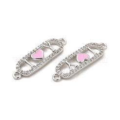 Brass Micro Pave Clear Cubic Zirconia Connector Charms&nbsp;KK-E068-VB403-1