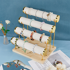 4-Tier Velvet T Bar Jewelry Bracelet Display Risers&nbsp;BDIS-WH0007-03G