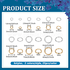 240Pcs 12 Styles Rack Plating Brass Jump Rings&nbsp;KK-PH0014-48