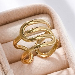 304 Stainless Steel Open Cuff Rings for Women&nbsp;RJEW-F174-03G