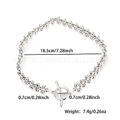 Rhodium Plated 925 Sterling Silver Round Beaded Stretch Bracelets for Women&nbsp;DS4468-1