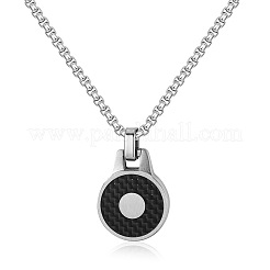 304 Stainless Steel Flat Round Pendant Necklaces for Unisex&nbsp;WG121E7-01