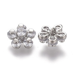 Brass Micro Pave Clear Cubic Zirconia Shank Buttons&nbsp;KK-H738-15P