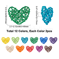12 Colors Heart Rattan Balls&nbsp;AJEW-GF0002-38