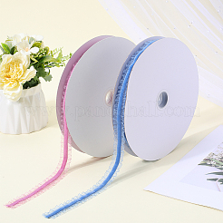 20 Yards Polyester Velvet Elastic Lace Trim with Pleated Organza Trimming&nbsp;OCOR-WH0087-06A
