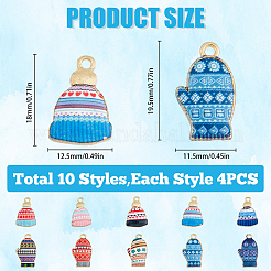 40Pcs 10 Style Printed Alloy Pendants&nbsp;FIND-FH0007-77