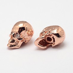 Skull Brass Micro Pave Cubic Zirconia Beads&nbsp;ZIRC-F018-03M