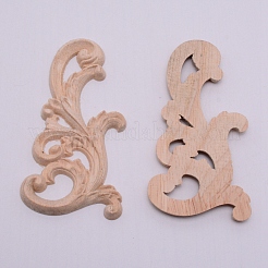 Natural Solid Wood Carved Onlay Applique Craft&nbsp;WOOD-WH0108-46