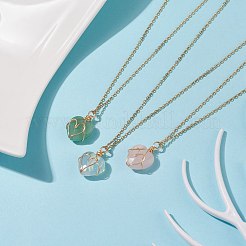 Gemstone Heart Pendant Necklaces&nbsp;NJEW-JN03896