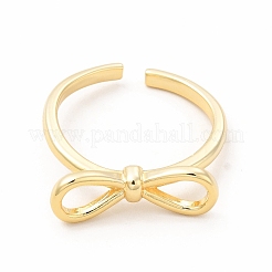 Rack Plating Brass Bowknot Open Cuff Ring for Women&nbsp;RJEW-F142-03G