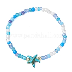 6Pcs Synthetic Turquoise & Non-magnetic Hematite Beads Stretch Bracelets&nbsp;BJEW-JB13432