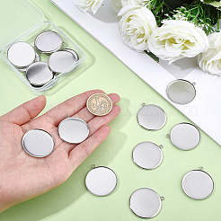20Pcs 304 Stainless Steel Pendant Cabochon Settings&nbsp;STAS-BBC0010-67P-01