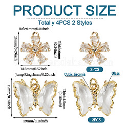 4Pcs 2 Styles Transparent Glass Pendants&nbsp;FIND-TADJ0001-01