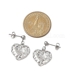 Textured Heart Alloy Dangle Stud Earrings&nbsp;EJEW-JE06810
