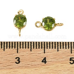 Brass Pave Cubic Zirconia Flat Round Connector Charms&nbsp;KK-P347-01G-03