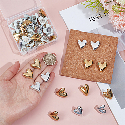 50Pcs 2 Colors Opaque Resin Heart Drawing Pins&nbsp;AJEW-ME00018