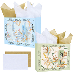 2Pcs 2 Colors Flower Printed Paper Packaging Bags with Rope Handle&nbsp;ABAG-SP0001-26