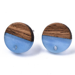 Resin & Walnut Wood Stud Earring Findings&nbsp;MAK-N032-007A-H02