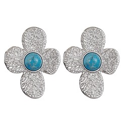 Natural Mixed Gemstone Flower Stud Earrings&nbsp;EJEW-JE05319-02
