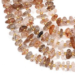 Natural Black Gold Rutilated Quartz Beads Strands&nbsp;G-F821-B04-01