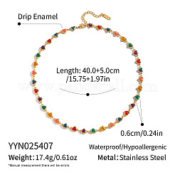 Heart 304 Stainless Steel Enamel Link Chain Necklace for Women&nbsp;AZ3410-6
