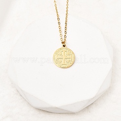 Jerusalem Cross 304 Stainless Steel Medal Pendant Necklaces&nbsp;NJEW-D349-01G