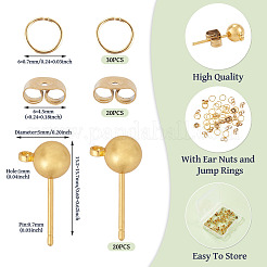 20Pcs Brass Ball Post Ear Studs&nbsp;KK-TA0008-99