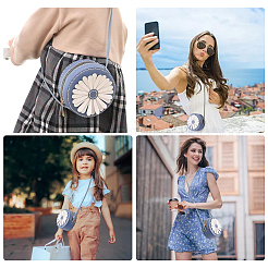DIY Sew on PU Leather Daisy Flower Pattern Round Multi-Use Crossbody/Shoulder Bag Making Kits&nbsp;DIY-WH0297-56A