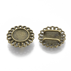 Tibetan Style Alloy Slide Charms Cabochon Settings&nbsp;TIBE-Q086-063AB-FF