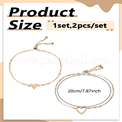 2Pcs Adjustable 201 Stainless Steel Link Bracelets&nbsp;BJEW-LP0015-18