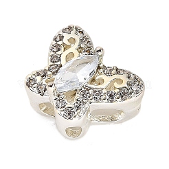 Brass Micro Pave Cubic Zirconia Beads&nbsp;KK-D408-11S-05A