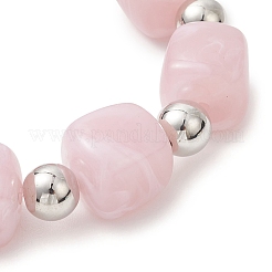 3Pcs Two Tone Acrylic & CCB Plastic Cuboid Beaded Stretch Bracelets for Women&nbsp;BJEW-JB13302-02