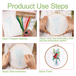 3Pcs 3 Style Vase & Flower Pattern DIY Display Decoration Embroidery Beginner Kit&nbsp;DIY-TA0006-16
