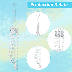 Flower Round Glass Beads Tassel Hanging Suncatchers for Window Garden Outdoor Decoration&nbsp;HJEW-WH20020-007D