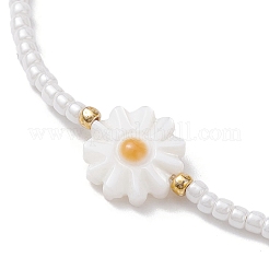Flower Natural Shell & Glass Seed Braided Bead Bracelets&nbsp;BJEW-JB09921-02
