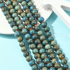 Handmade Fancy Antique Glazed Porcelain Ceramic Round Beads Strands&nbsp;PORC-L014-06D