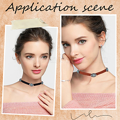 2Pcs 2 Colors Alloy Pave Synthetic Turquoise Oval Imitation Leather Choker Necklaces for Women&nbsp;NJEW-CY0001-06