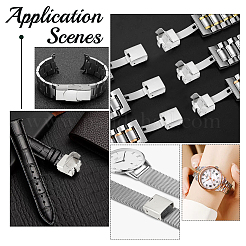 20 Sets Smooth Surface 201 Stainless Steel Watch Band Clasps&nbsp;STAS-DC0011-59