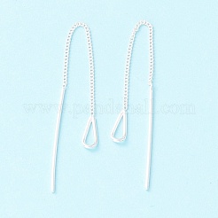 999 Fine Silver Long Chain Bar Dangle Stud Earrings&nbsp;EJEW-I260-45S