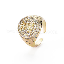 Clear Cubic Zirconia Flat Round Wide Band Cuff Ring&nbsp;RJEW-N035-075-NF