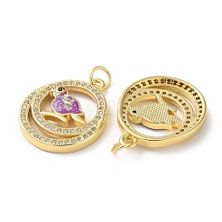 Brass Micro Pave Clear Cubic Zirconia Pendants&nbsp;KK-C045-43G