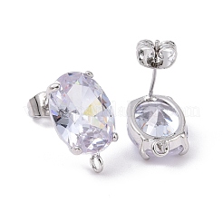 Brass Micro Pave Clear Cubic Zirconia Stud Earring Findings&nbsp;KK-G420-18P